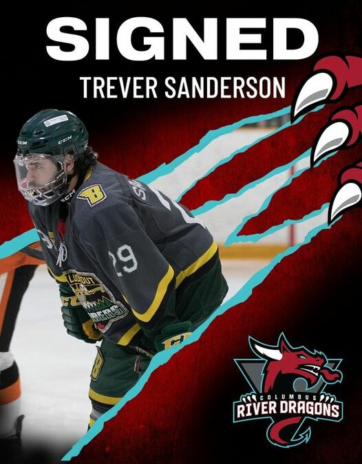 Trever Sanderson signs hockey contract with the Columbus River Dragons